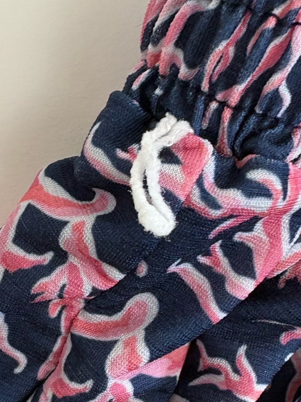 Simply Southern Navy Shorts w/ Pink Coral Print & Pink Tassels Large/XL Preppy - Picture 5 of 8